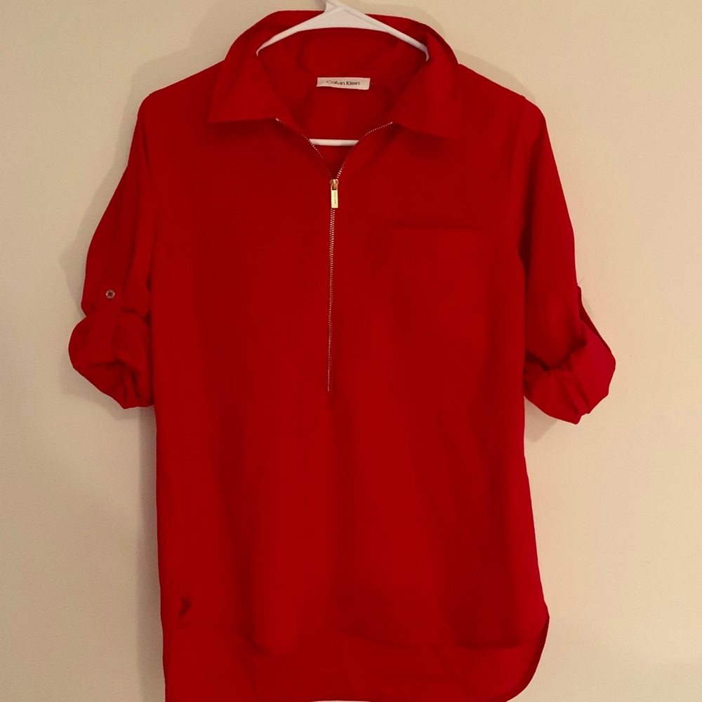 Calvin Klein Zip-Up Utility Blouse